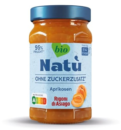 Rigoni di Asiago, Natù Bio-Marmelade ohne Zucker-Zusatz (1x240g), Fruchtaufstrich ohne Zuckerzusatz – 95% Fruchtanteil, kalorienarm, Nutri-Score A, mit Erythrit gesüßt (1 x 240g, Apfel)