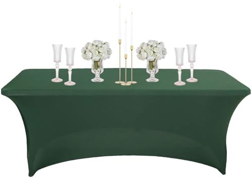 Nappe Rectangulaire Spandex Anti Tache,183cm Vert Foncé Nappe de Table Imperméables Lavable Extensible,pour Décoration Table de Terrasse,Cuisine,Mariage,Anniversaire,Fêtes,Halloween,Pique-niques