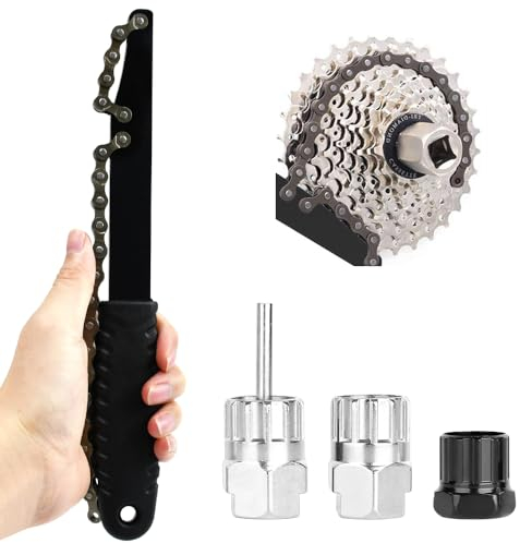 HEKOBAG 4 Pièces Outil de Démontage de Cassette de Vélo, Kit d'outils de Chaîne de Vélo avec 3 Anneaux de Verrouillage de Cassette, Outil de Retrait de Cassette de Vélo, Demonte Roue Libre