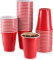 Efforias 100 X 12oz Red Party Cups for Christmas, Garden Party, Weddings, Picnics - Red Plastic Cups Reusable and Recyclable