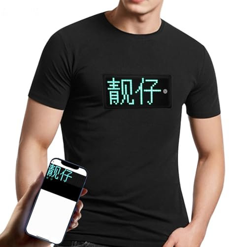 ASHATA Camiseta LED, Pantalla Multicolor Programable para Fiestas, con App para e IOS (XL)