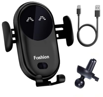 Caricabatterie Senza Fili E Supporto Per il Telefono, 15W Qi Caricatore Wireless Auto, Auto-Bloccaggio Supporto Telefono Auto, 360°Rotazione Caricabatterie Wireless Auto, Supporto Smartphone (Nero)