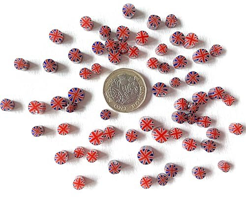 20g Union Jack Flag murrini for glass fusing made with Bullseye 90coe glass