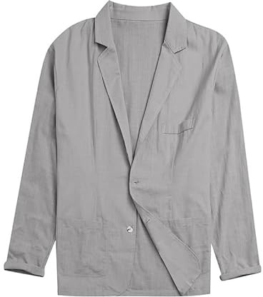 Yahbrra Men's Linen Jacket Blazer Leisure Suit Jacket Two Button Lightweight Sports Coats Slim Fit Leisure Blazer Men's Suit Jacket Jacket Sporty Leisure Two Button Lightweight Sports Coats Gray