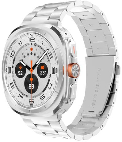 SPGUARD Band Compatible with Samsung Galaxy Watch Ultra 47mm(2024/2025) Metal Stainless Steel Bands Strap Men Women,NOT for Galaxy Watch 7/6/5/4/6 Classic/4 Classic(Silver)