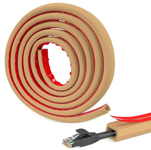 Hengrongshen Kabelkanal, 3mx1.5cm Kabelkanal Aussenbereich Einfach zu Schneiden und zu Montieren Kabelbrücke Boden, kabelkanal Ecke für Büros,Wohnungen,Lagerhallen,Hotels,usw(Braun)