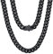 U7 Miami Panzerkette Herren Halskette Schwarz Kette Herren Edelstahl Kette Männer Miami Kubanisch Kette 9mm Breit Gliederkette Miami Metallkette Halsreif Choker Halsschmuck Modeschmuck für Jahrestag