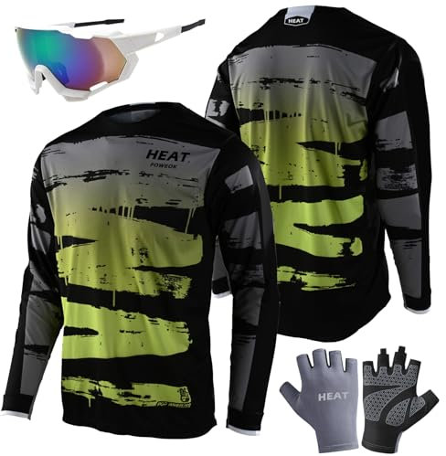 Radfahren Jersey Herren Mountainbike Motocross Jersey Langarm MTB T-Shirt,Shirt Downhill Fahrrad Jersey Schnelltrocknend, Fahhradtrikot MTB Rennrad Trikot, Downhill-Trikot BMX (S,TYP-3)