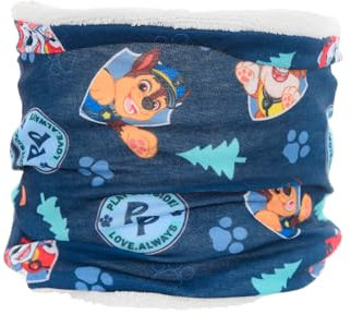 PAW PATROL Loop Schal Kinder | Geschenke für Jungen | Chase, Marshall und Rubble | gefüttert | Winter | Halstuch | Schlauchschal (Dunkelblau)