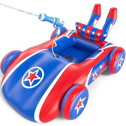 Sunrad Racing Car Kids Pool Floats with Water Gun,Toddler Pool Float Inflatable Ride-on Swimming Pool Toy for Boys Aged 3-8 Years,Summer Outdoor Water Pool Games Toys for Boys