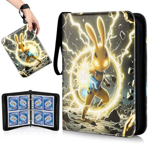 VYYTYYA Raccoglitore Carte con Cerniera Sigillata, 65 Pagine, 520 Tasche, Binder Carte con Caricamento dall'alto, Album Carte Impermeabile in PU, Doppio Lato, Compatibile con Pokémon, MTG(Delicato)