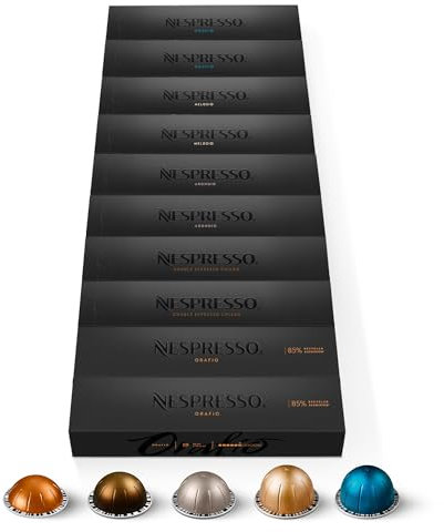 Nespresso Vertuo - Bundle 100 Capsules de Café – Torréfaction Équilibrée, Intensité Moyenne - 20x Chiaro – 20x Arondio – 20x Melozio – 20x Orafio – 20x Odacio