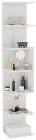 ComfortCove Wandregal Bücherregal, Wandmontierte Einheit, Regal-Einheiten, Bücherregal, Lagerung Ordner Regale für Schlafzimmer, Wohnzimmer, Bad, Küche, Büro, 7 Regal, weiß