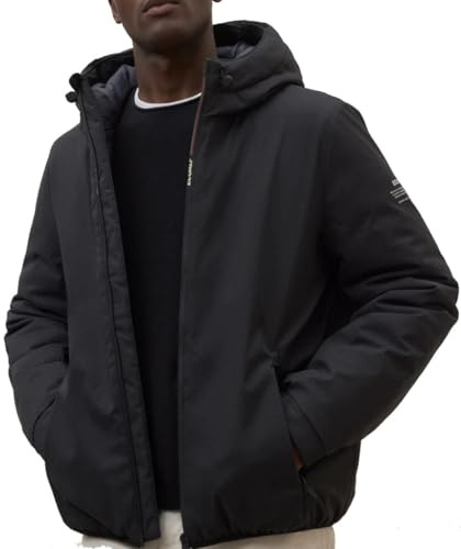 ECOALF Vegane Herrenjacke mit Kapuze, Schwarz, lässiger Stil, Schwarz , M