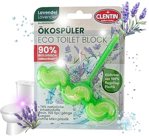 CLENTIN WC Stein Duftspüler 12 St x 45g Lavender - WC Reiniger 1800 Spülgänge - Duftsteine für extra Frische und eine sichtbare Reinigung