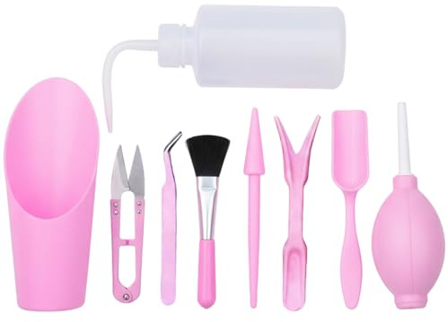 9Pcs Mini Tools Set, Garden Hand Tools Kit Includes Drip Bottle, Dust Blower, Tweezers More Portable Bonsai Tool Kit for Women Girls