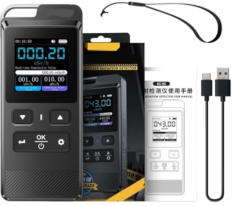 Gauss Meter, GC-02 Geiger Counter Radiation Detector, Personal Dosimeter, Radioactivity Tester