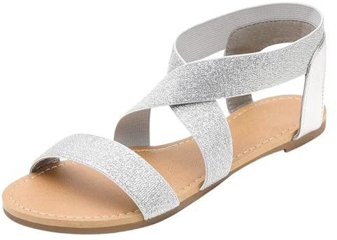Sandali Con Zeppa Estivi Da Donna Cinturino Elastico Alla Caviglia, Piatti Cinturini Carini (D'Argento, 36) Sandalo Scarpe Aperte Estive Tacco Largo Corda Sneakers Schiava Nero Di Sughero Strass