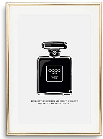 Tales by Jen Kunstdruck, Sprüche Poster: Coco Noir Perfume Bottle Illustration | Stilvolles Premium Poster auf hochwertigem Papier | Moderne Wand Deko, Schwarz Weiß Home Interior | Ohne Bilderrahmen