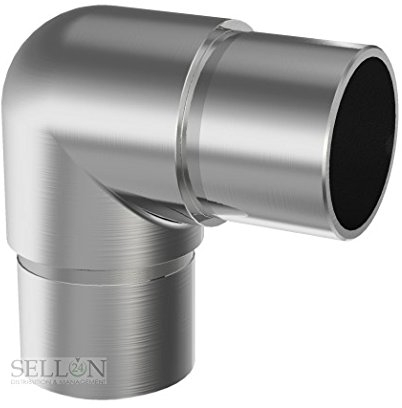 Sellon24® Edelstahl Eckbogen abgerundet 42,4 90 Grad Handlauf Geländer Endstück Rundbogen V2A 0303.242