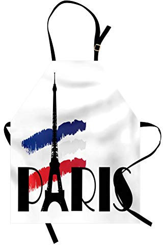 ABAKUHAUS Hipster Kochschürze, Paris Eiffelturm Bild, Unisex-Küchenlätzchen mit verstellbarem Hals für Kochen Gartenarbeit, 67 cm x 80cm, Schwarz Marineblau Rot