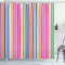 ABAKUHAUS Bunt Duschvorhang, Vertikale Streifen drucken, Stoffliches Gewebe Badezimmerdekorationsset mit Haken, 175 x 200 cm, Magenta Mehrfarbig