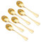 TrUSBER Cuillères à café en acier inoxydable en forme de coquillage vintage pour café, espresso, cappuccino, desserts, sucre, démithasse, thé de l'après-midi, cuisine et bar, petit (lot de 6) doré