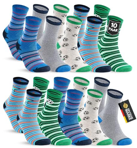 10 Paar Kinder Socken Jungen & Mädchen Baumwolle Kindersocken 54375 (27-30)