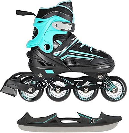 Nils Extreme NH18190 2-in-1 Inline Skates und Schlittschuhe, Schwarz-Türkis