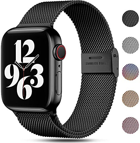 Funbiz Métal Bracelets Compatible avec Apple Watch Bracelet 42mm 44mm 45mm 49mm, Bracelet en Acier Inoxydable de Remplacement pour iWatch Series 8 7 6 SE Ultra 5 4 3 2 1, 42mm/44mm/45mm/49mm, Noir