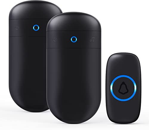 Wireless Doorbell, SECRUI Door bell Over 1000ft Coverage with 2 Plug-In Receivers, 1 Waterproof Push button, 52 Chimes, 110dB loud Sound Colorful LED Flash