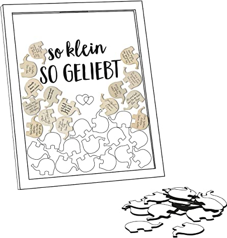 KNECKES 15 Extra Elefanten für den Wünsche Bilderrahmen | Gästebuch & Baby-Geschenk als Erinnerung | Babyparty Deko für Mädchen & Jungen | Gästebuch für Geburtstag & Taufe | Baby Shower Deko