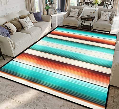 Navajo mexikanische Decke, Serape-Streifen, nahtlos, Teppich, Fußmatte, Eingangsteppich, für drinnen und draußen, Wohnzimmer, Schlafzimmer, moderne Heimdekoration