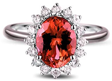 Ring Damen Ring Silber Damen Rot Oval Zirkonia Frau Bands für Sie Größe 60 (19.1)