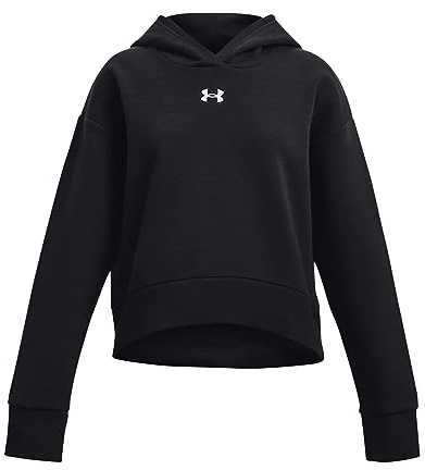 Under Armour Girls Rival Fleece Crop Hoodie Hoody Top Water/White 9-10 Years