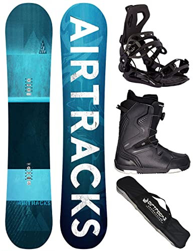 AIRTRACKS Snowboard Set Board Blue Drifter Wide Hybrid Rocker 164 + Snowboard Bindung Master + Boots Strong ATOP 43 + Sb Bag