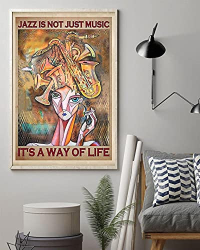 Exquisito cartel de chapa de metal regalo Jazz isJust Music es una forma de vida hombres cueva bar club cafetería tienda retro personalizado carteles decoración del hogar 8 x 12 pulgadas