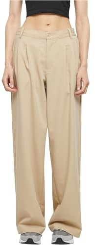 Urban Classics Damen Hose Ladies Ultra Wide Pleat-Front Pants wetsand 28