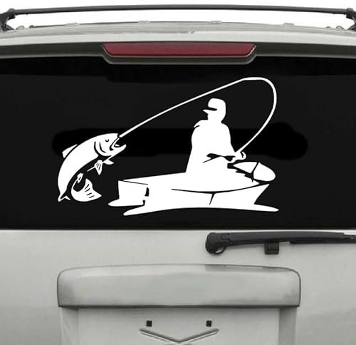 Wall Sticker Vinyl Material Glue Record Art Interior Decoration Room car Window appliqué Mural Fishing Hunting Rod Fishing Tackle Boat Removable decoration67x42cm
