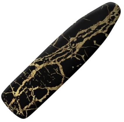 Jeiento Black Gold Marble Ironing Board Cover 15x54 Hook and Loop Fasteners Full Size Ironing Board Protective Replacement Covers Scorch Resistant Polyester Ironing Covers