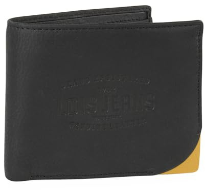 Lois - Herren Geldbörse Echtleder RFID Schutz - Herren Leder Geldbörse Klein oder Groß - Portemonnaie Herren Echtleder mit Kartenfächern, Schwarz-Gelb