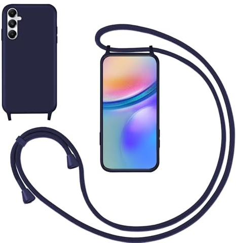 GoodcAcy Coque pour Samsung Galaxy A13 5G /A04S avec Cordon Collier,Bleu | Étui avec Lanyard Réglable Protection Complète Housse Amovible Anti-Chute Lanière Bandoulière Case Coque avec Tour de Cou