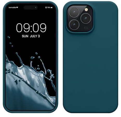 kwmobile Handyhülle für iPhone 14 Pro Max Hülle, für iPhone 14 Pro Max Case - Hülle Silikon - kabelloses Laden - Petrol matt
