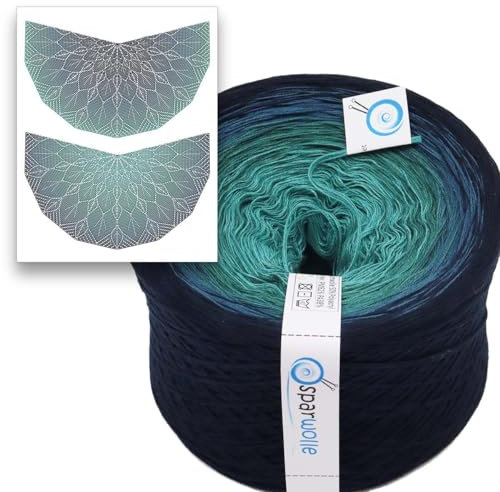 Bobbel Farbverlaufsgarn Sempervivum Schal Häkelset 4-fädig 1,000m inklusive Anleitung (SE001)