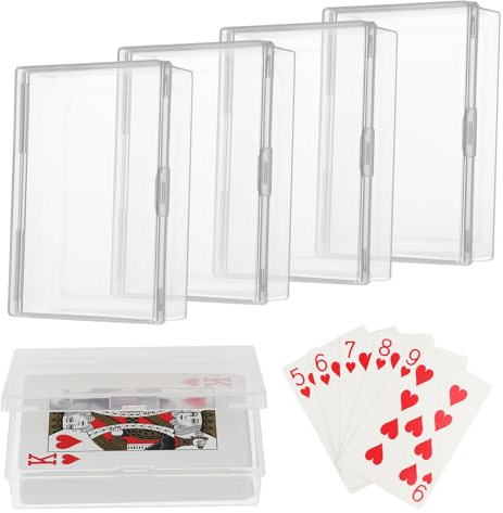 Jeffdad 5 Stück Transparentem Spielkarten Box, Kunststoff Leere Kartenbox Integriertes Flipcover Spielkartenbox Etui Karten Aufbewahrungsbox für Spielkarten Perlen Schmuck Karten(9,5 x 7 x 2 cm)