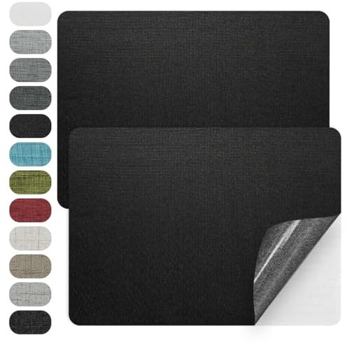 WILDREEDS 2 Pcs 8 x11 Inch Linen Repair Patches, Self-Adhesive Fabric Patch for Sofas, Couch, Furniture,Tote Bags, Car Seats (Black)