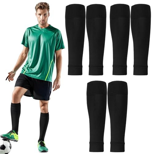 3 Pairs Football Sock Sleeves, Soccer Shin Guards Sleeves, Team Leg Sock Sleeve, Elastic Football Shin Sleeves, Team Leg Sock Sleeve for Football Games Beginner Teenagers Adults