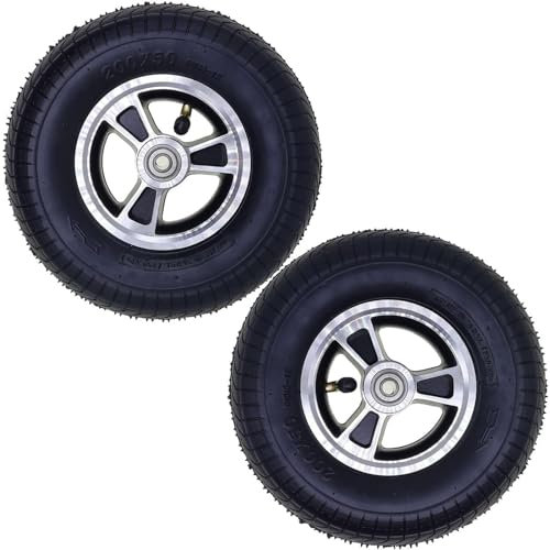 2 Stück 8 x 2 Zoll große abnehmbare Vorderräder für Rollstühle, 200 x 50 Luftreifen, Aluminiumlegierungsrad mit 5/16 Zoll (8 mm) Lager für elektrische Rollstühle