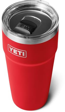 YETI Rambler Cup, Vacuum Insulated Stainless Steel Stackable Cup with Magslider Lid, Rescue Red, 30 oz (887 ml)