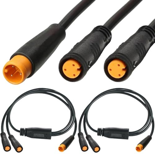 Xiatiaosann Ebike 3Pin Y-Splitter Extension Cable, Waterproof Male to Dual Female 1 to 2 Elctric Bike Cord for Ebike Light, Gear Sensor and Brake in Ebike Modification Kit (2 Pack)